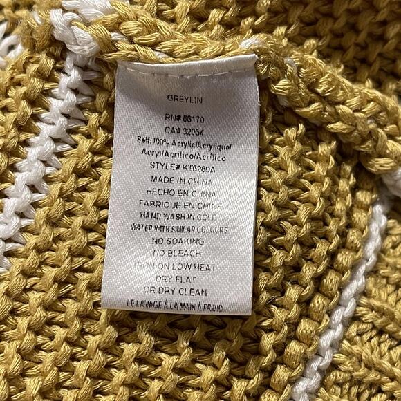 Greylin Womens Sweater V Neck Stripe Long Sleeve Anthro Mustard Yellow Small EC - Picture 4 of 5